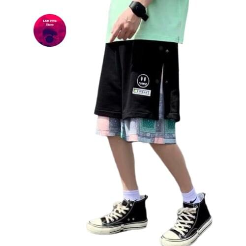 Summer Casual Shorts for Men Japanese Fashion New Side Button Hip Hop Streetwear Gym Shorts White Gay Shorts for Men