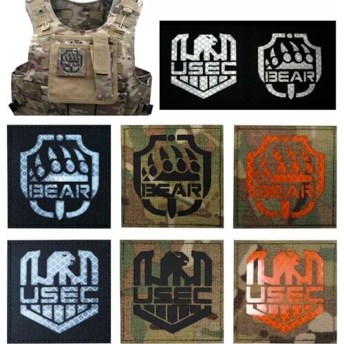 USEC BEAR IR Patch Armband Badge Applique Embellishment Glow In Darkness EDC Accessory Military Tactical Reflective Patches