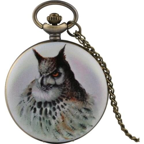 2019 New Arrival Owl Quartz Pocket Watches Women White Fob Watch Men Analog Clock Necklace Pendant Gifts for Kids Boys Girls