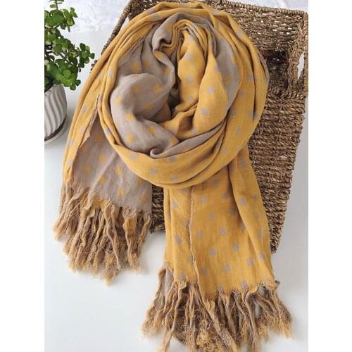 Winter Natural Cotton Scarf Mens and Womens Vintage Shawl Warm Double Layers Plaid Thickened Blanket Wrap Retro Spring Fashion