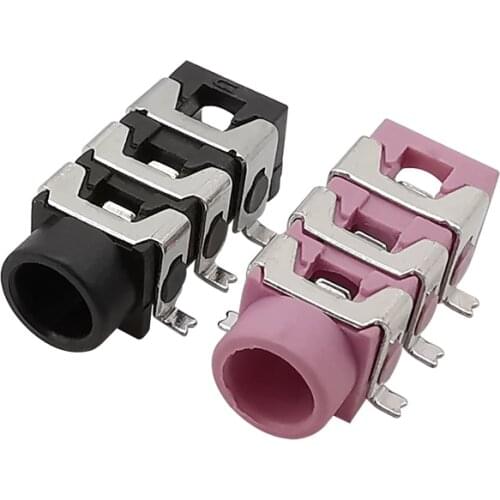 10Pcs PJ-313D SMD 6Pin 3.5mm Female Audio Connector Audio Jack PJ131D 3.5mm Stereo Headphone Socket Black and Pink