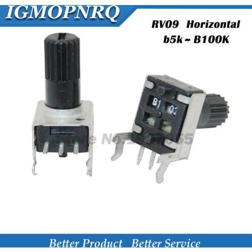 10PCS RV09 horizontal 10K 100K 12.5mm Shaft 5K 50K 0932 Adjustable Resistor 9 type 3Pin Seal Potentiometer