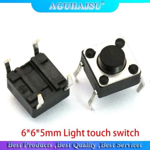 100pcs 6*6*5mm Light touch switch DIP4 Touch button Touch switch 6*6*5 keys button DIP 4pin 6x6x5 black button