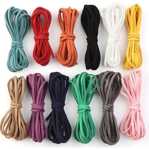 12Colors 3mm Flat Faux Suede Cord String Rope Thread Velvet Leather Cords for DIY Making Necklace Jewelry Needlework Accessories