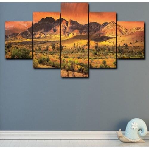 Laeacco Canvas 5 Panel Paintings Calligraphy Tropical Desert Beauty Home Decor Wall Art Pictures Living Room Posters and Prints