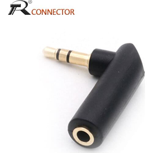 1PC Gold-plated Connector 3.5 jack Right Angle Female to 3.5mm 3Pole Male Audio Stereo Plug L Shape Jack Adapter Connector