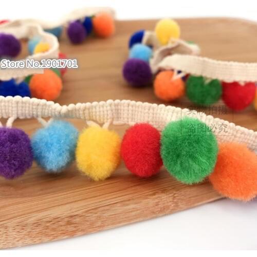 5 Yards Colorful Ball Trim pom pom Lace 18mm Handmade Pompom Ball Lace Ribbon Diy Sewing Accessories