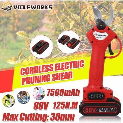 88V 15000mAh Cordless Electric Pruning Shears Secateur With 2PC Battery Fruit Tree Branch Cutter 30mm Max Cutting Garden Tool