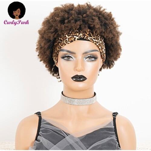 4 Colors Afro Kinky Curly Headband Wigs 100% Remy Brazilian Hair Machine Made Headband Hair 150% Full Density Free Shipping