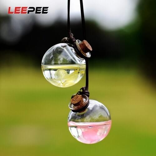 LEEPEE Car Hanging Perfume Pendant Fragrance With Flower Empty Glass Bottle For Essential Oils Diffuser Air Freshener