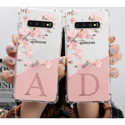 Initial Letters A Z Flowers Hard PC Cases For Samsung Galaxy A51 A50 A52 A21s A12 A31 A71 A70 A40 A32 A10 Fashion Covers Coques
