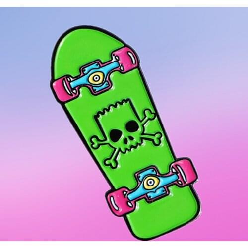 Skull Bart skateboard enamel pin Springfield best street skater brooch
