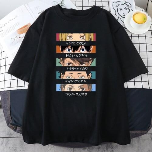 Haikyuu Kageyama Tobio Anime Tshirts Womens Summer Casual Short Sleeves Tops Women T-Shirt Street Harajuku Womens Black Tees