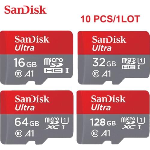 10PCS/LOT Original SanDisk Micro SD Card 128GB 64GB MicroSDXC Memory Card 32GB 16GB MicroSDHC Class10 U1 for Tablet/smartphone