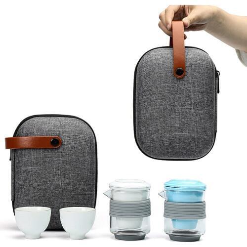 Chinese Kung Fu Tea Set Ceramic Portable Teapot Set Outdoor Travel Gaiwan Tea Cups of Tea Ceremony Teacup Drinkware Fine Gift