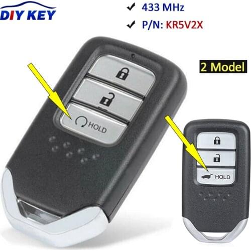 DIYKEY KR5V2X 3 Buttons Smart Fob Remote Control Key 433MHz ID47Chip Fits For Honda CRV 2017 2018 Keyless Car Accessories