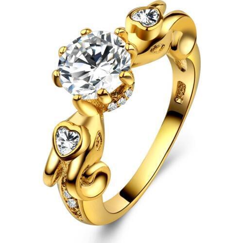 Luxury Heart Shape Wedding Ring for Woman Gold Twist Classical Cubic Zirconia Girl Crystals Jewelry Couple Gift Rings