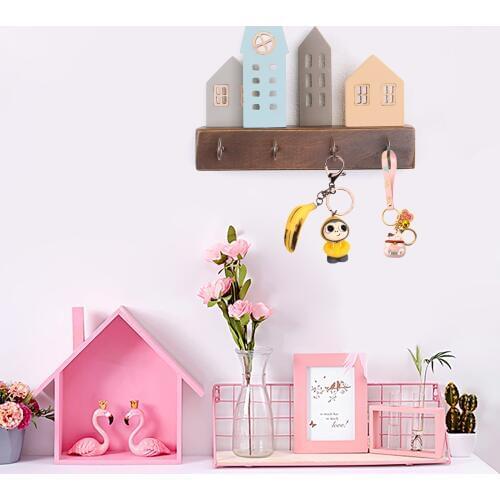Space Saving Home Wall Hook Storage Rack Vintage Key Bamboo Hanger Hallway Home Decorative Room Small Bedroom Door Back Vintage