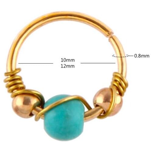 Cute Girls Medical Titanium Piercing Nose Ring Female Natural Stone Beads Clip Hoop Ring For Women Body Jewelry Party Gift