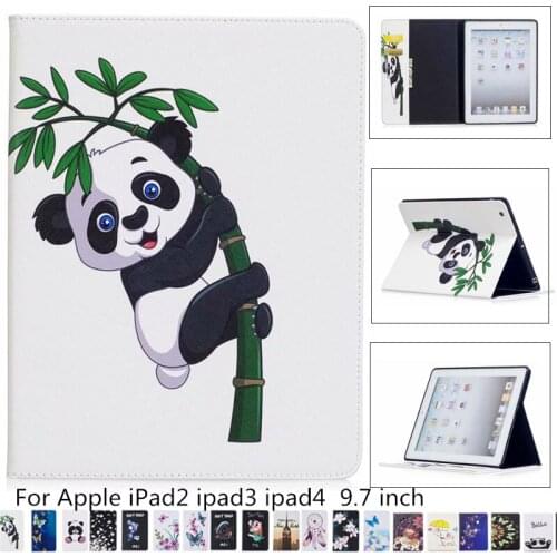 Cartoon Case for iPad 2 3 4 Stand Magnetic Smart Cover Auto Sleep/Wake Folding PU Leather Funda for iPad2 iPad3 iPad4 Case +film