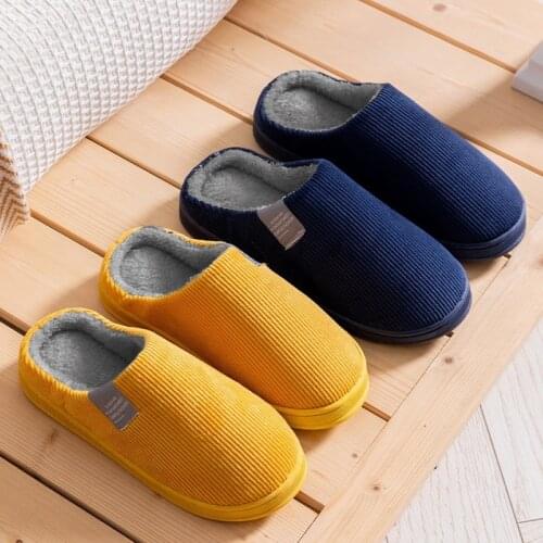 2021 Mens SLipper Solid Color Autumn And Winter Home Slipper For Men Warm Indoor Beadroom Slides Men Stripe Cotton Slippers
