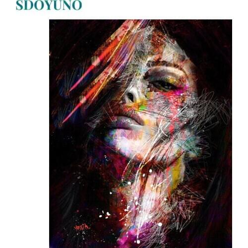 SDOYUNO 60x75cm Paint By Numbers Figure Frameless DIY Painting By Numbers On Cavans Abstract Women Home Decor Digital Painting