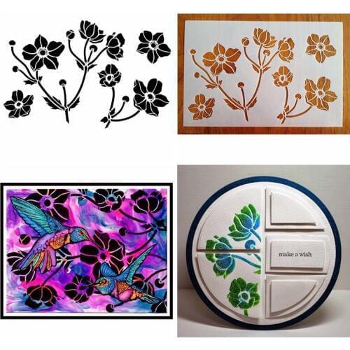 6x9inch Beauty Anemone Plastic Draw Stencil For DIY Scrapbooking Decorative Embossing Craft Plastic Templates Drawing Sheets