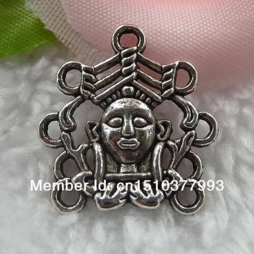 128 pieces antique silver queen connector 25x23mm #013