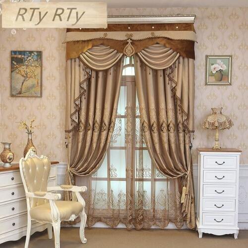 Sticker embroidery Blackout curtains for living room French window high quality curtains for Kitchen with Window Treatment Drap