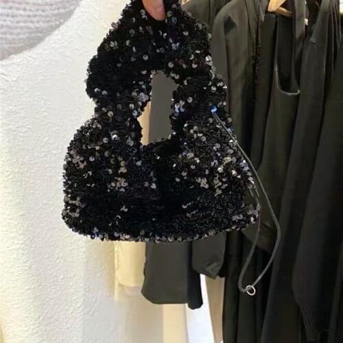 Sequins Armpit bag 2021 Summer High-quality PU Leather Handbags Lady Totes Shoulder Bag Travel Chain Bling Fashion Crossbody Bag