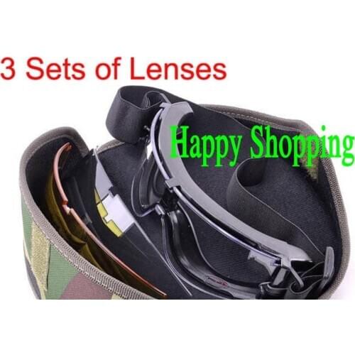 X800 3 lenses Tactical Goggles Sun Glass bulletproof eyewear Riding Hiking antifog SunGlasses