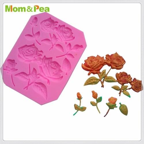 Mom&Pea MPA1631 Rose Silicone Mold Sugar Paste 3D Fondant Cake Decoration
