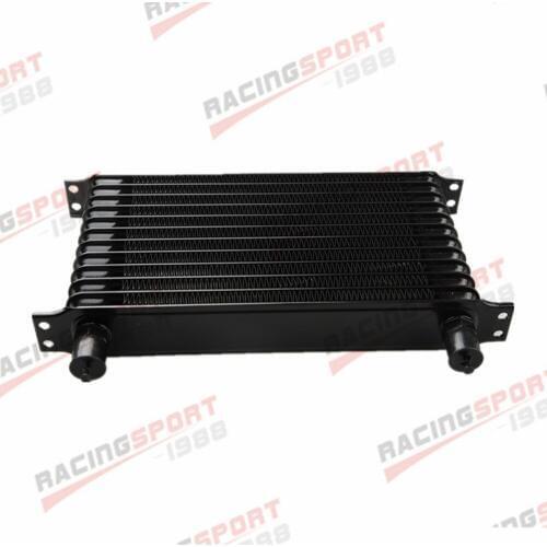 12 Row AN10 Universal Aluminum Engine Transmission Oil Cooler Trust Style Black