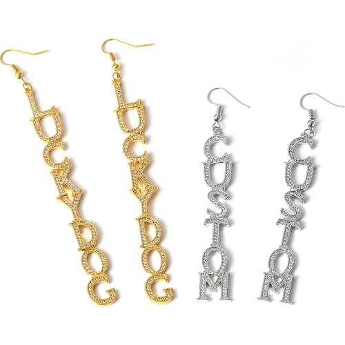 Personalized Letter Earrings Customized Custom Cubic Zirconia Name Jewelry Women dangel earrings Jewelry Accessories Gifts