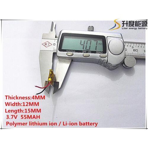 10pcs [SD] 3.7V,55mAH,[401215] Polymer lithium ion / Li-ion battery for TOY,POWER BANK,GPS,mp3,mp4,cell phone,speaker