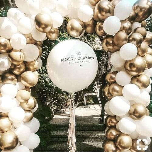 100/150/200Pcs DIY White Balloon Garland Arch Kit Gold Chrome Metallic Latex Ballon for Baby Shower Wedding Birthday Party Decor