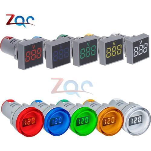 22mm LED Digital Display Voltmeter Gauge Voltage Meter Indicator Signal Lamp Lights Tester Combo Measuring Range Volt Monitor