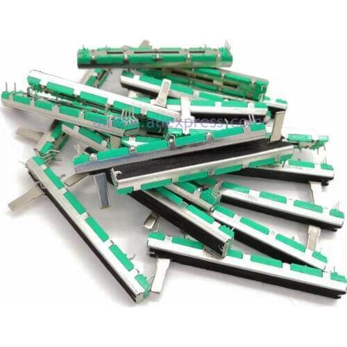 50pcs 7.5CM 75mm D10K dual channel mixer fader potentiometer D103 6Pins 10K D103 D10KX2 Free shipping