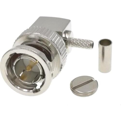 50PCS BNC male crimp 75ohm RF connector BNC male right angle crimp plug for RG179 coaxial cable