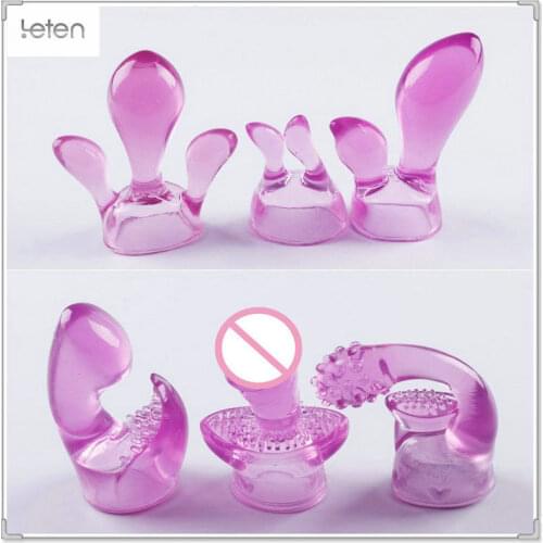 6pcs / Set AV Rod Vibrators Caps Accessories Wand Massager Attachments Nipple Stimulator Sex Toys For Woman Nipple Vibrator