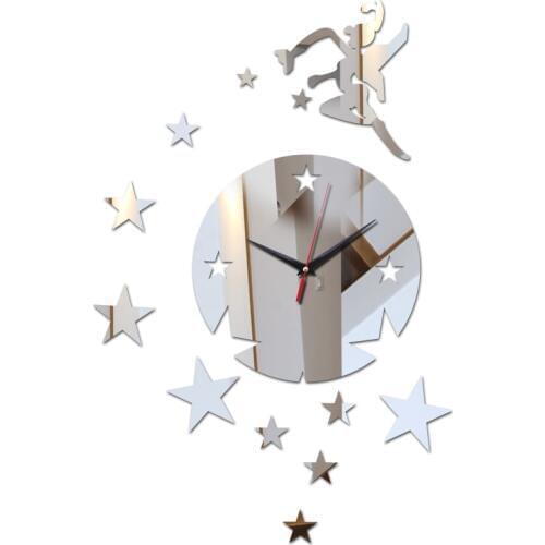 Promotion 2019 black girl new Acrylic wall clock modern design luxury mirror 3D Quartz watches clocks home decor