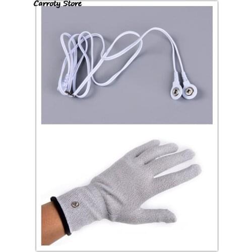 Electrode Gloves Electrical Shock Fiber Therapy Massage, Electro Shock Gloves Electricity Conductive Gloves Accessories