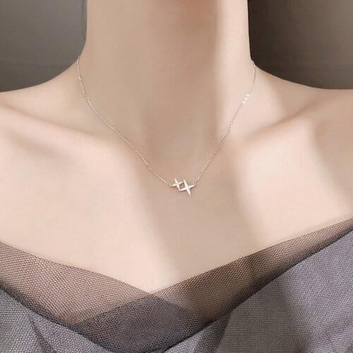 Korean Shiny Star Diamond Pendant Necklace Zircon Necklace Ladies Short Necklace Clavicle Chain Girl Necklace Jewelry Accesorios