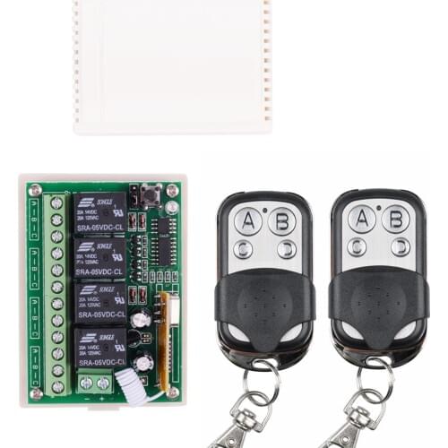 DC 5V 12V 433Mhz Wireless Remote Control Switch 4CH relay Receiver Module With Metal RF Remote Transmitter