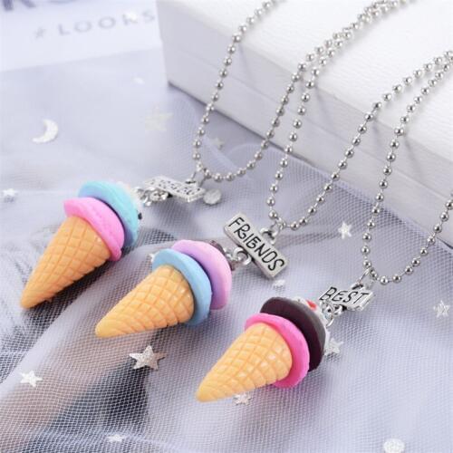Best Friends Forever Bff Ice Cream Pendant Necklace Children Sisters Heart Chain Friendship Necklace Baby Chain Collars Jewelry