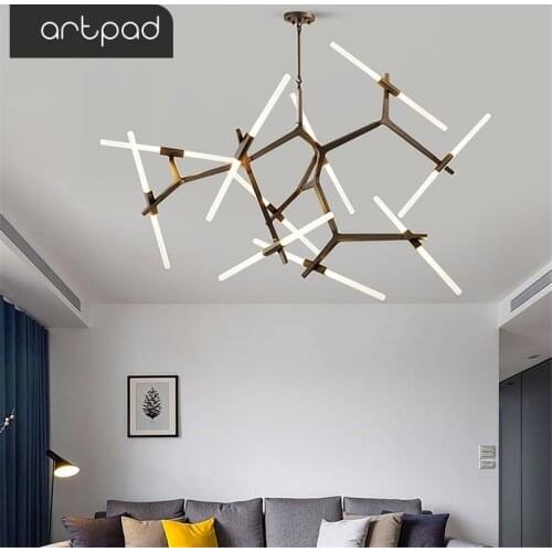 Dimmer Black Gold Herringbone Art Pendant Lights Living Room Dining Room Hotel Restaurant Bedroom LED Suspension Hanging Lamp