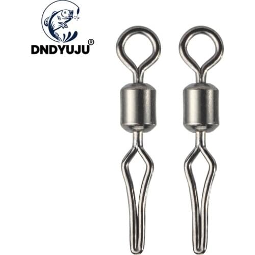 DNDYUJU 50pcs Fishing Swivels with Side Line Clip Swivel Barrel Bearing Rolling Swivel Solid Ring Fishing Lure Hooks Connector