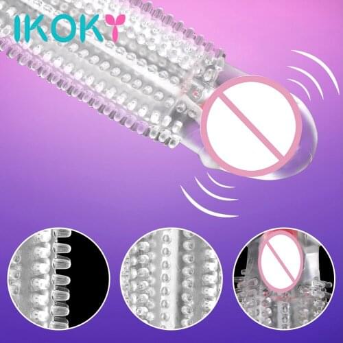 IKOKY Penis vibrators Condom Adult Erotic Products Sex Toys for Men Delay Ejaculation Cock Enlarger Reusable Penis Sleeve