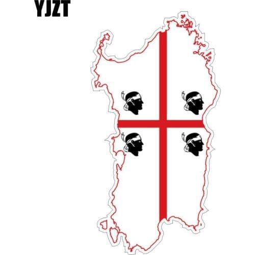 YJZT 7.5CM*14.4CM Sardinia Italy Flag Motorcycle Decal Map Creative Car Sticker 6-1236