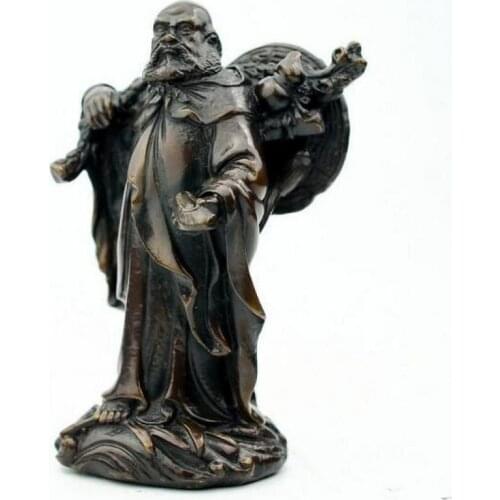 China brass Bodhidharma Buddha craft purple statue
